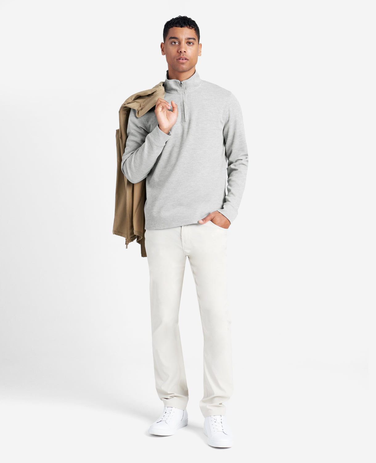Kenneth Cole Reaction Sport Quarter-Zip Knit Pullover pullover grigio traspirante