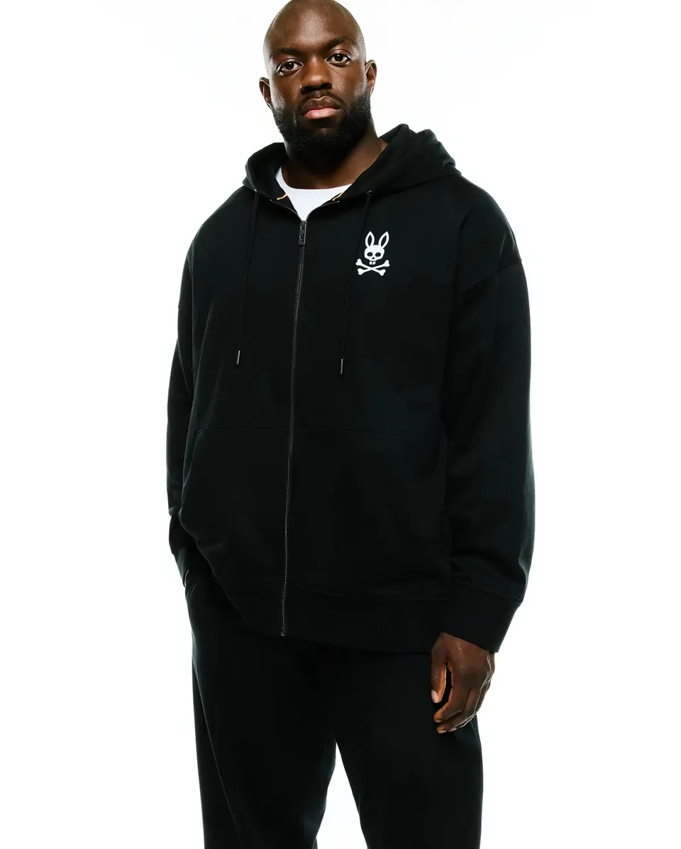 Psycho Bunny Big & Tall BIG & TALL HAIDEN FLEECE ZIP HOODIE BT0500014 felpa nera