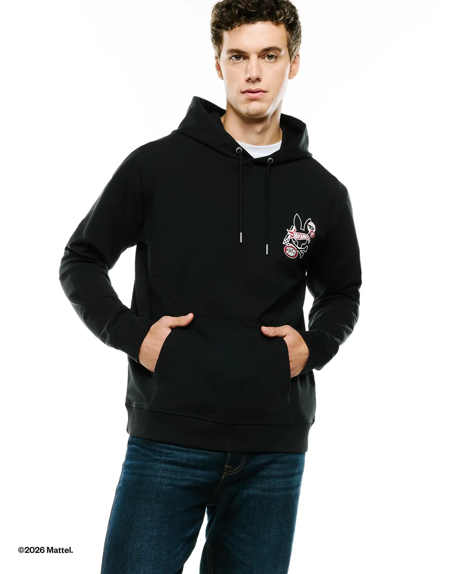 Psycho Bunny Men's Sweatshirts & Hoodies Hot Wheels Men's Pullover Hoodie felpa nera