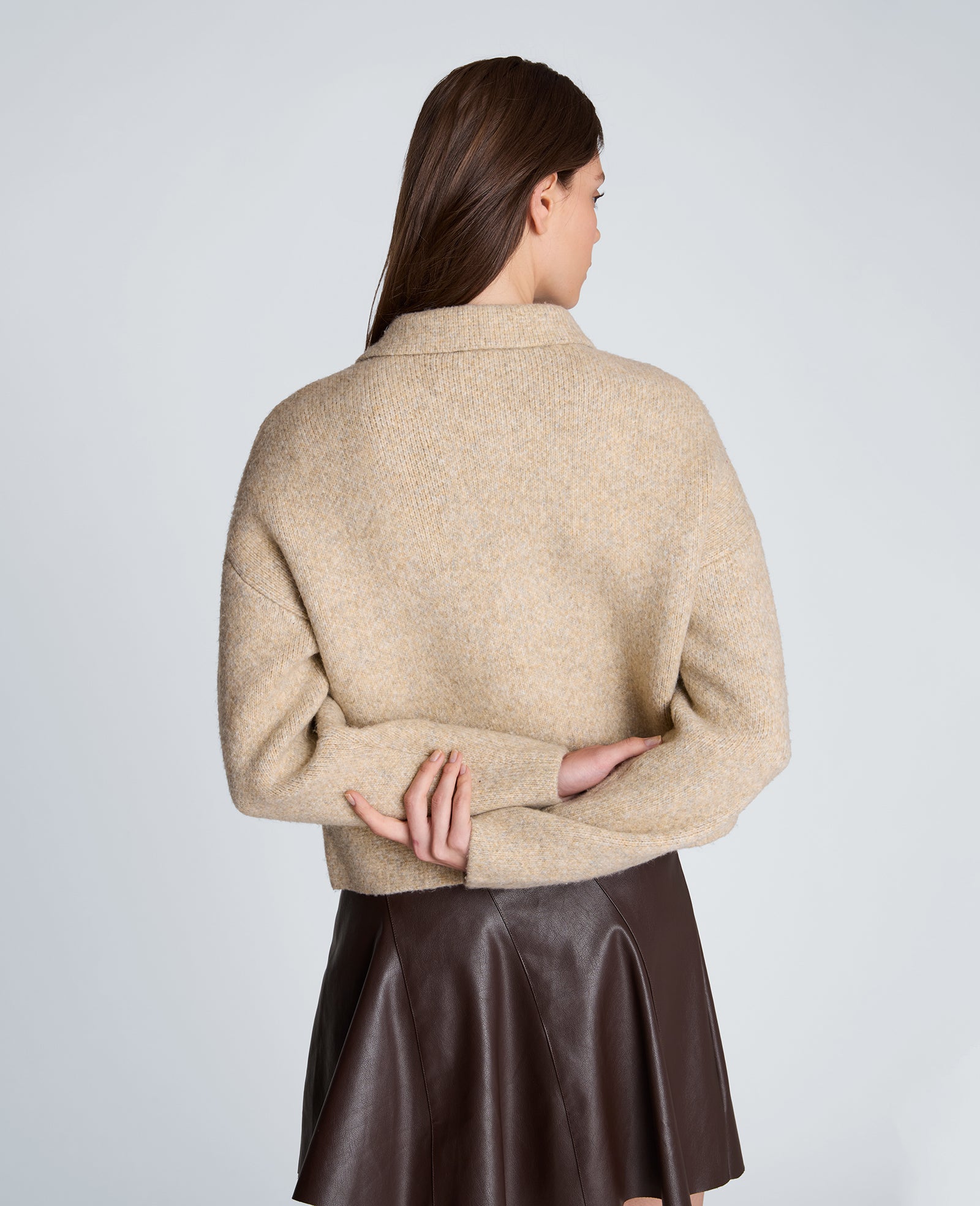 Kenneth Cole Reaction Clothing Long Sleeve Utility Collar Jacket giacca donna Driftwood Heather XS