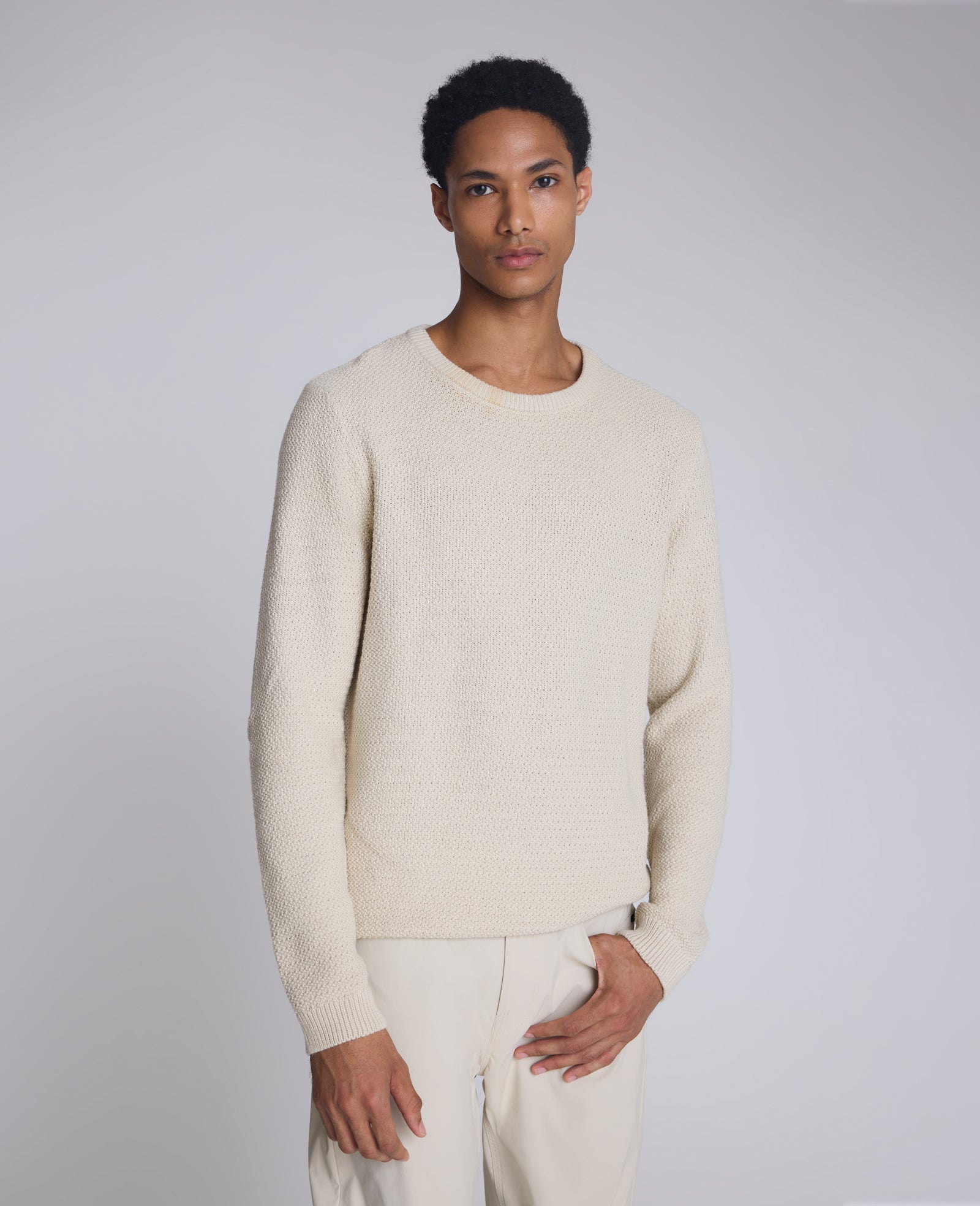 Kenneth Cole Reaction Clothing Popcorn Crew maglione girocollo avorio
