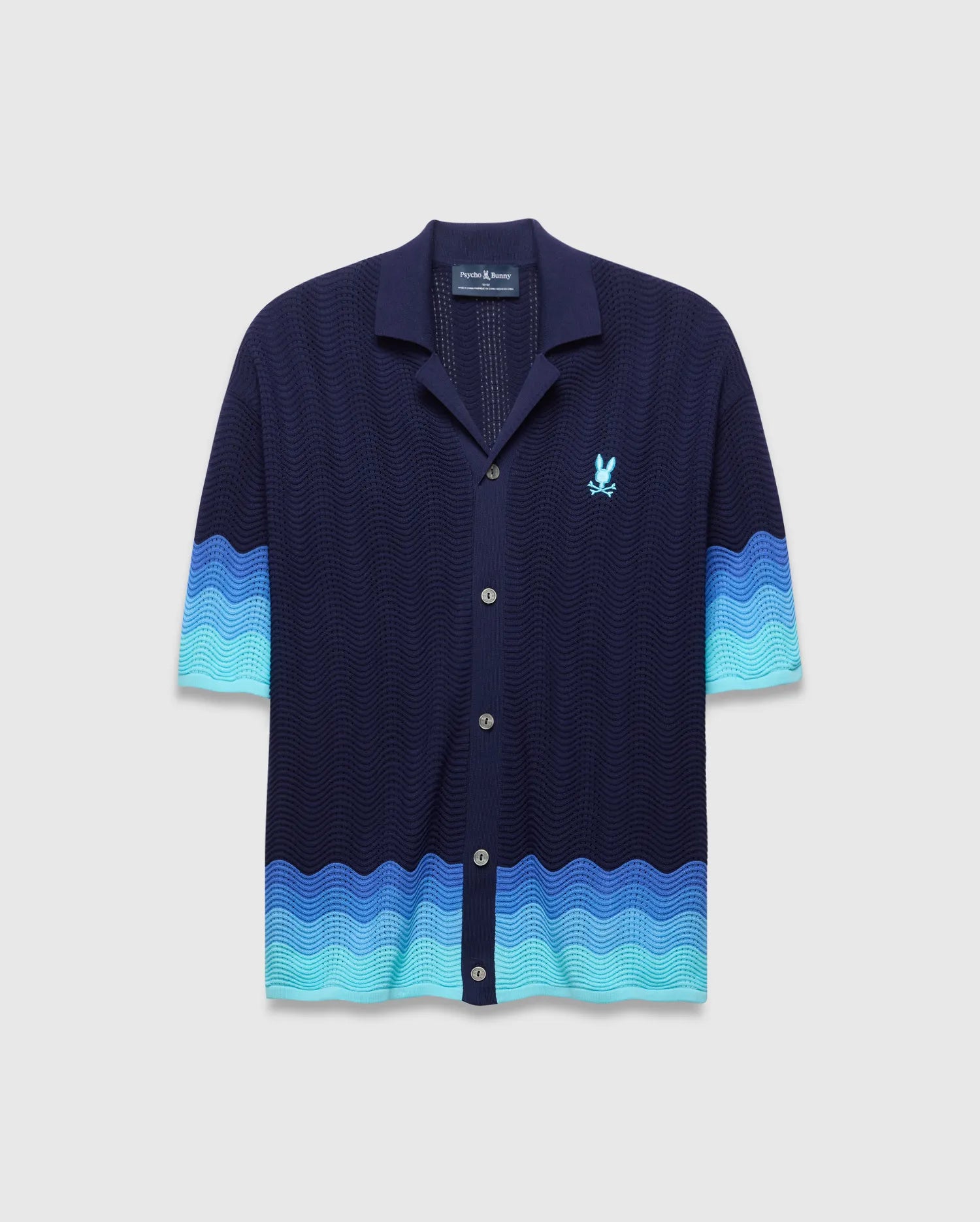 Psycho Bunny Men's Shirts MENS HOLDEN OVERSIZED KNIT SHIRT camicia blu