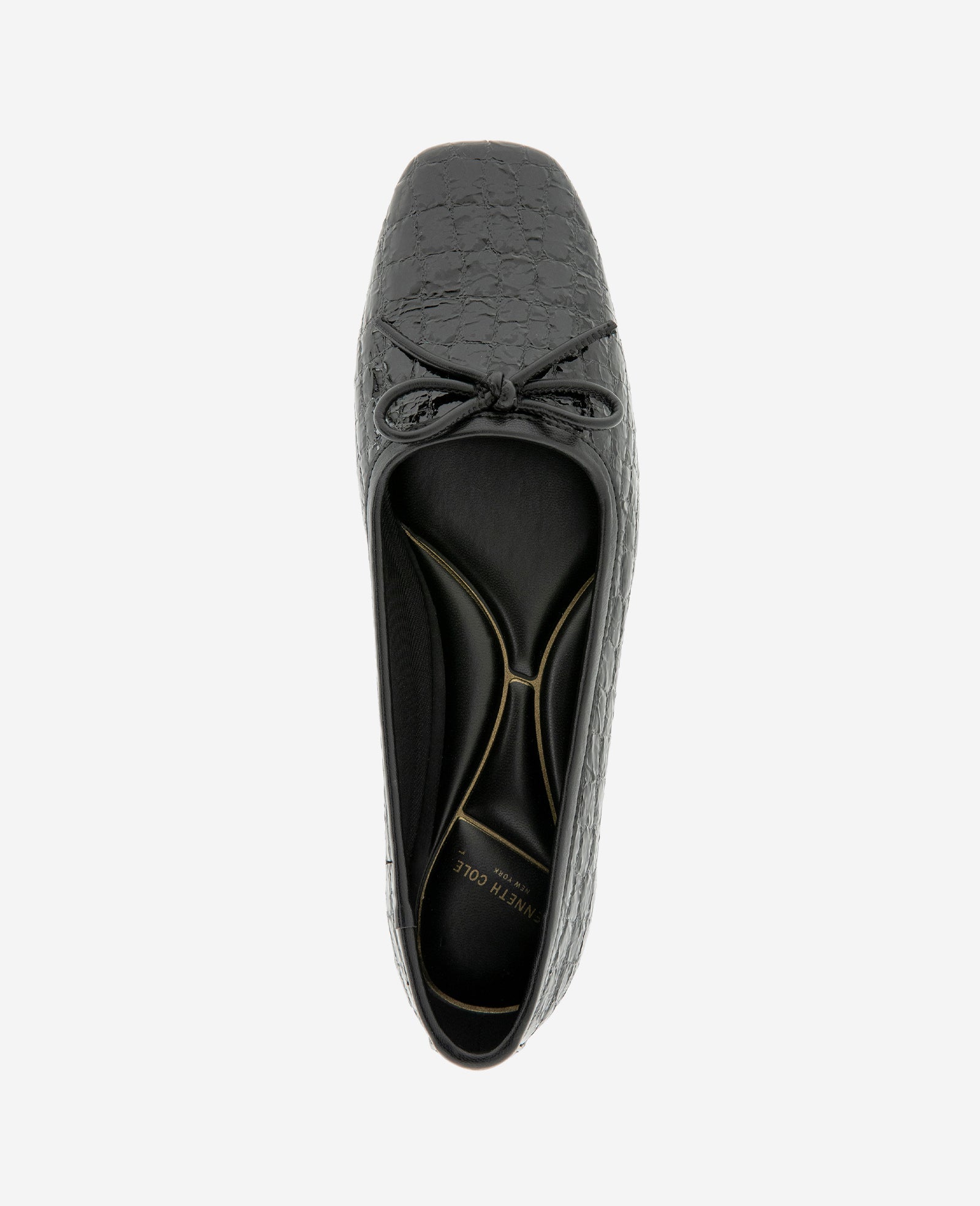 Kenneth Cole Reaction Shoes Carriah Embossed Croco Bow Tie ballerine nere