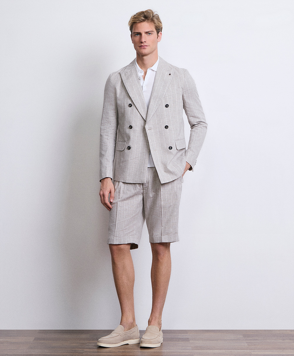 Markup Uomo Pantaloni & Bermuda Bermuda one pince in lino gessato