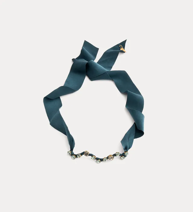Forte gioielli fabric choker with crystals loto choker in tessuto leggero
