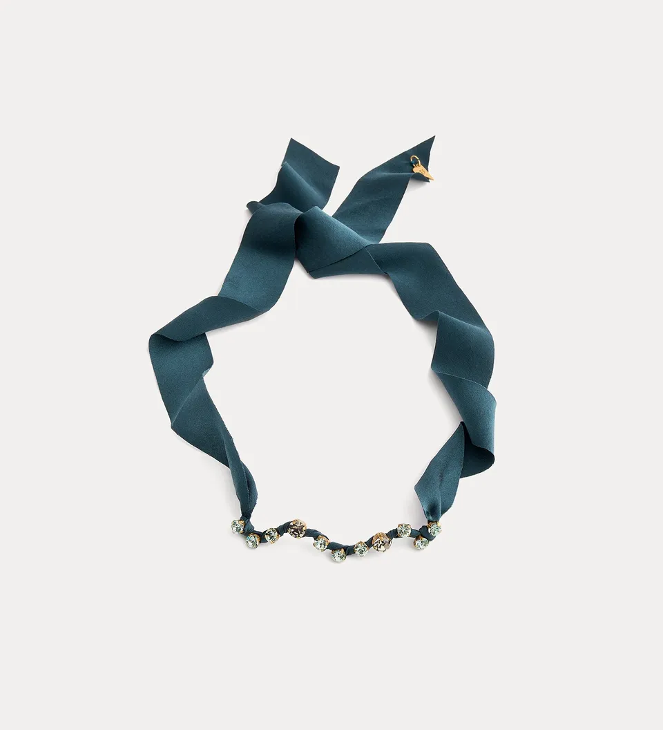 Forte gioielli fabric choker with crystals loto choker in tessuto leggero
