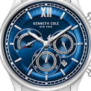 Kenneth Cole Reaction Watches Dress Sport Chronograph Blue Dial Stainless Steel Bracelet Watch orologio argento