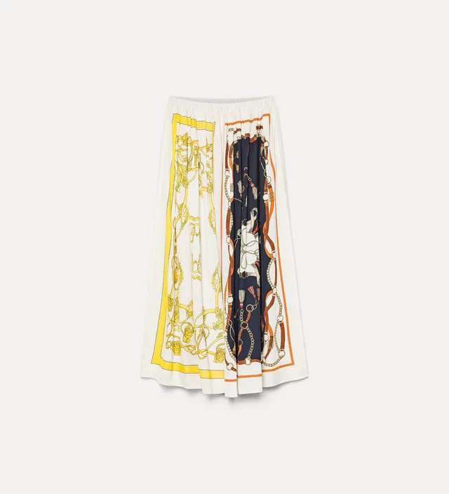 Forte gonne The Crown Placed Print Skirt gonna nera svasata