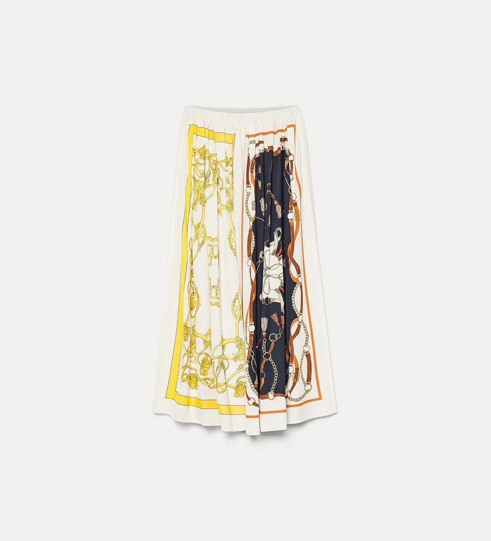Forte gonne The Crown Placed Print Skirt gonna nera svasata