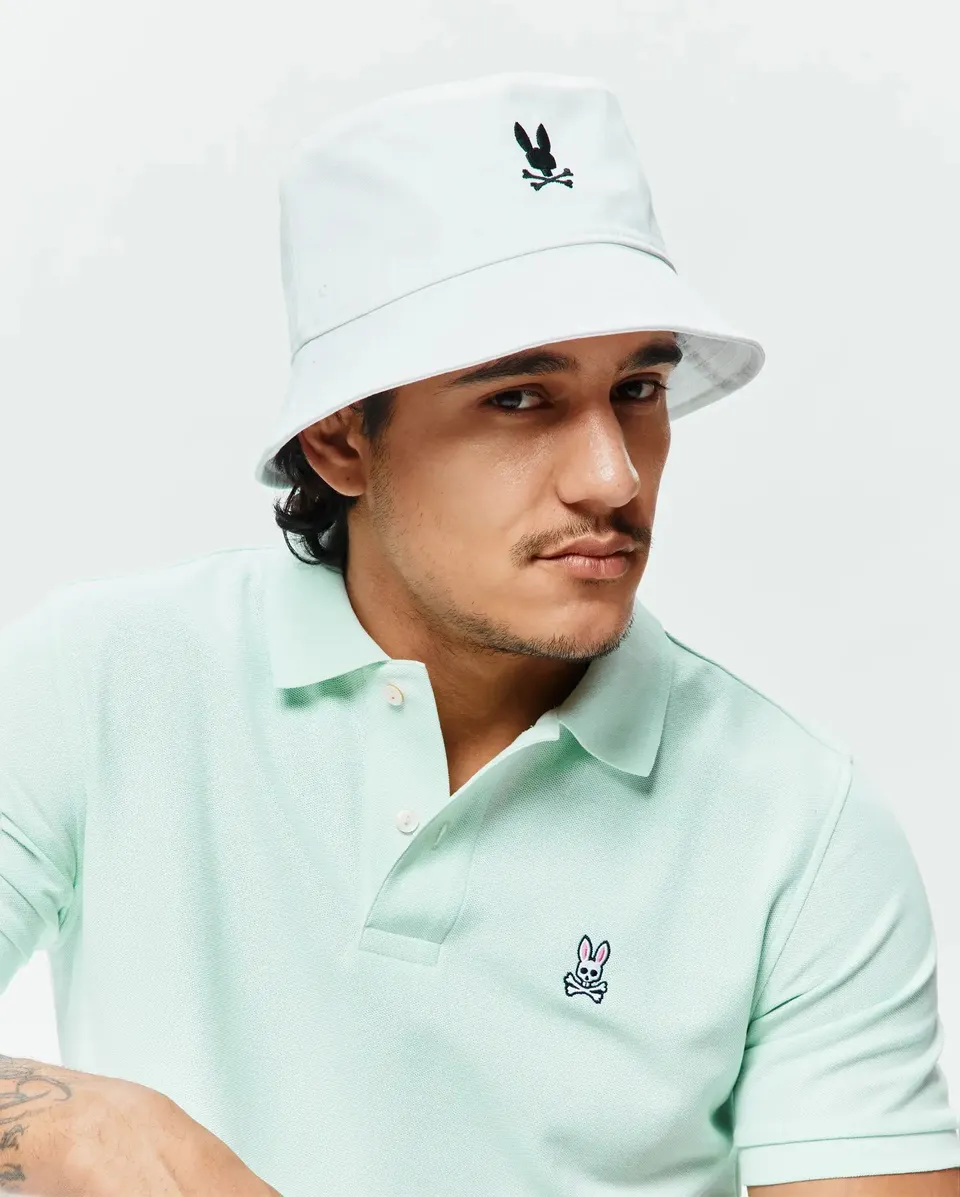 Psycho Bunny Accessories Jimmy cappello bucket bianco O/S in cotone