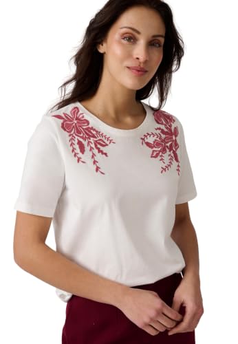 Damart Prêt-à-porter T-Shirt ricamata bianca 38-40 in cotone biologico