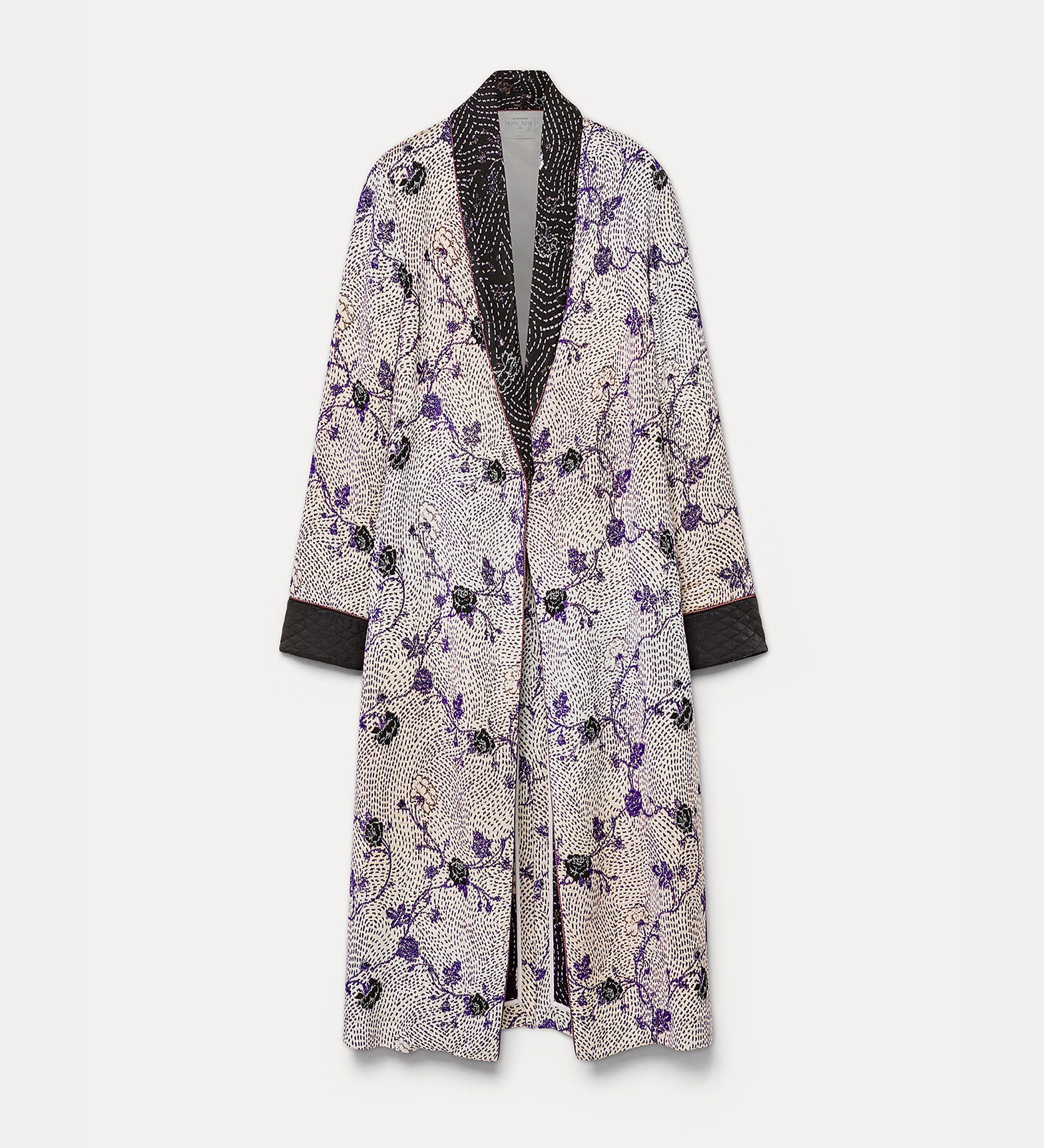 Forte capispalla e kimono “cherry blossom” jacquard coat lapislazzuli morbido