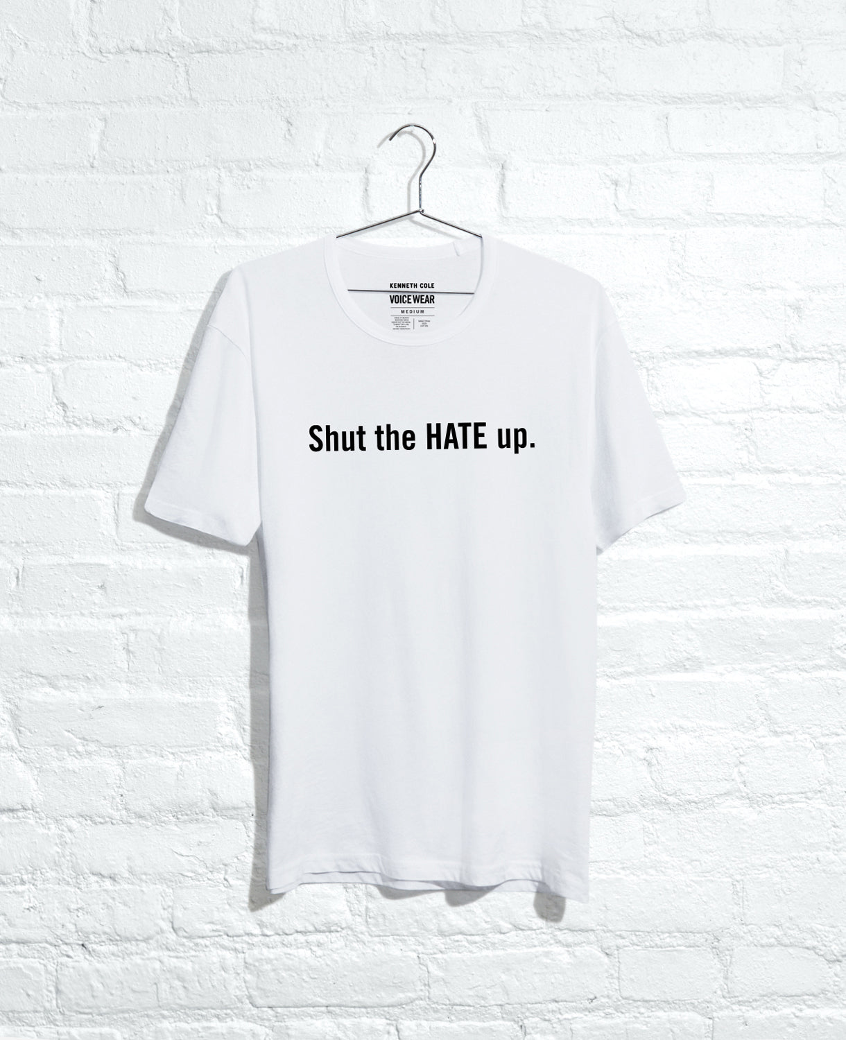 Kenneth Cole Reaction Clothing Site Exclusive! Shut The Hate Up T-Shirt maglietta bianca
