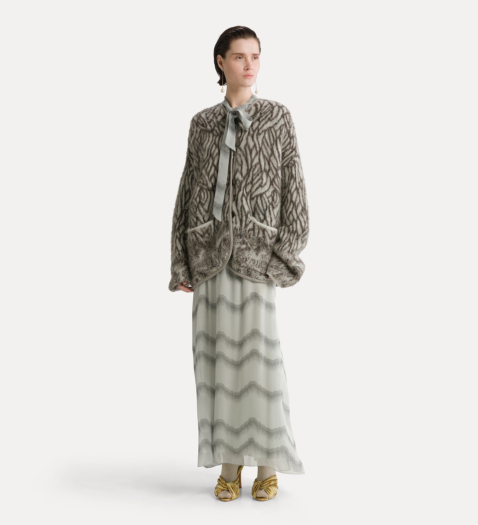 Forte capispalla e kimono cappotto corto Plumes de Heron jade