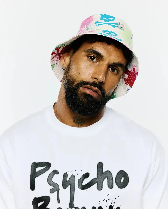 Psycho Bunny Accessories MENS QUINTIN BUCKET HAT MO1500150 cappello bianco grafico