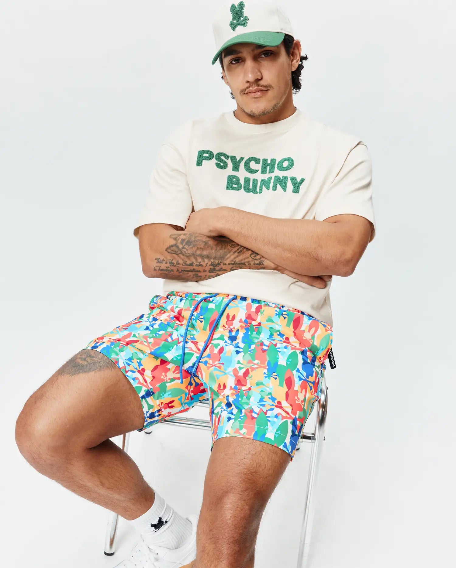 Psycho Bunny Men's Swimwear Tanner Swim Trunk costume da bagno multicolore 6 pollici