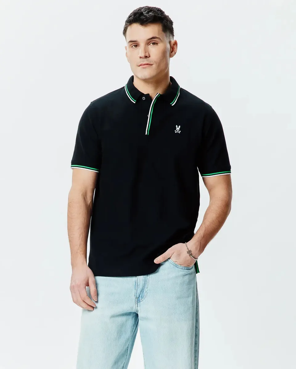 Psycho Bunny Faye Pique Polo polo uomo nera