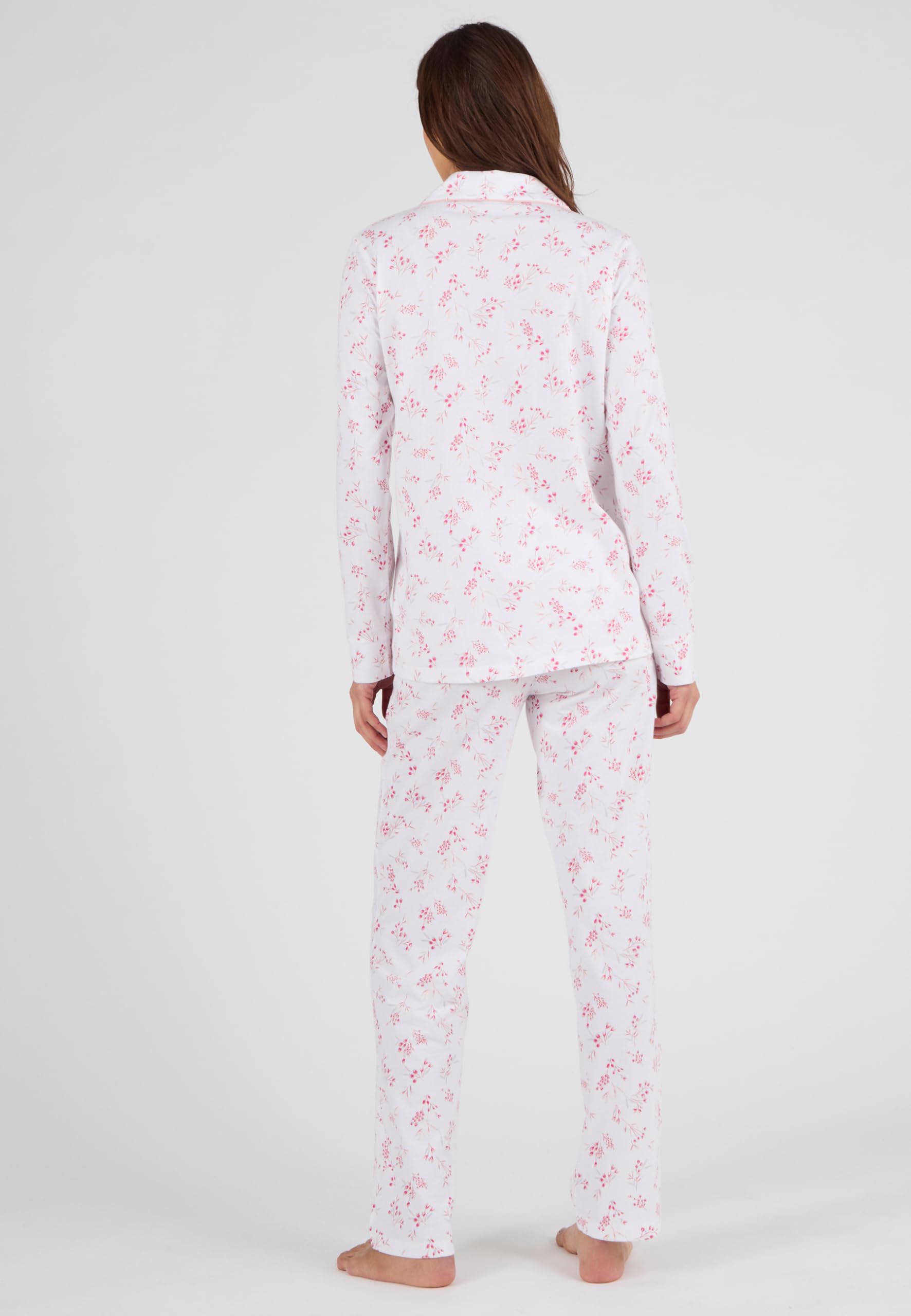 Damart Homewear Pigiama in maglia in puro cotone jersey rosa fiorito