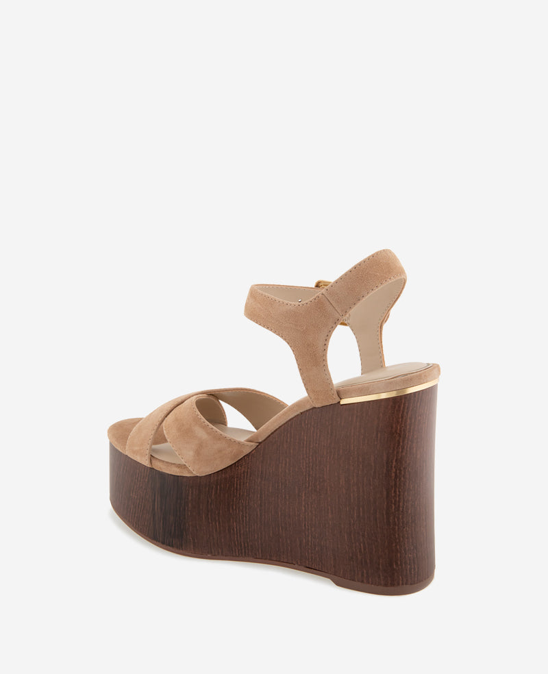 Kenneth Cole Reaction Shoes Taelyn Suede Platform Wedge Sandal sandali zeppa beige