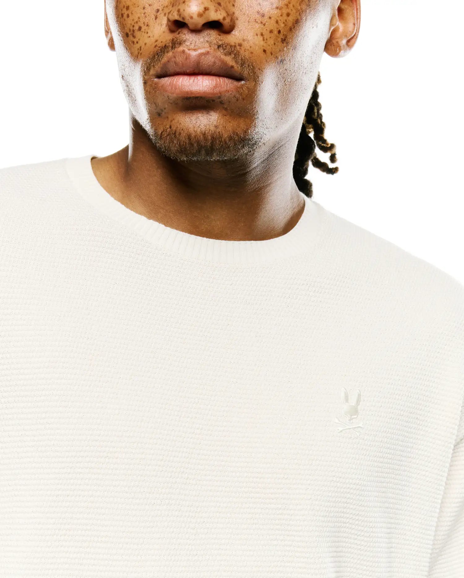 Psycho Bunny Men's Tees Makai Knit Tee MT0200647 t-shirt bianca in cotone