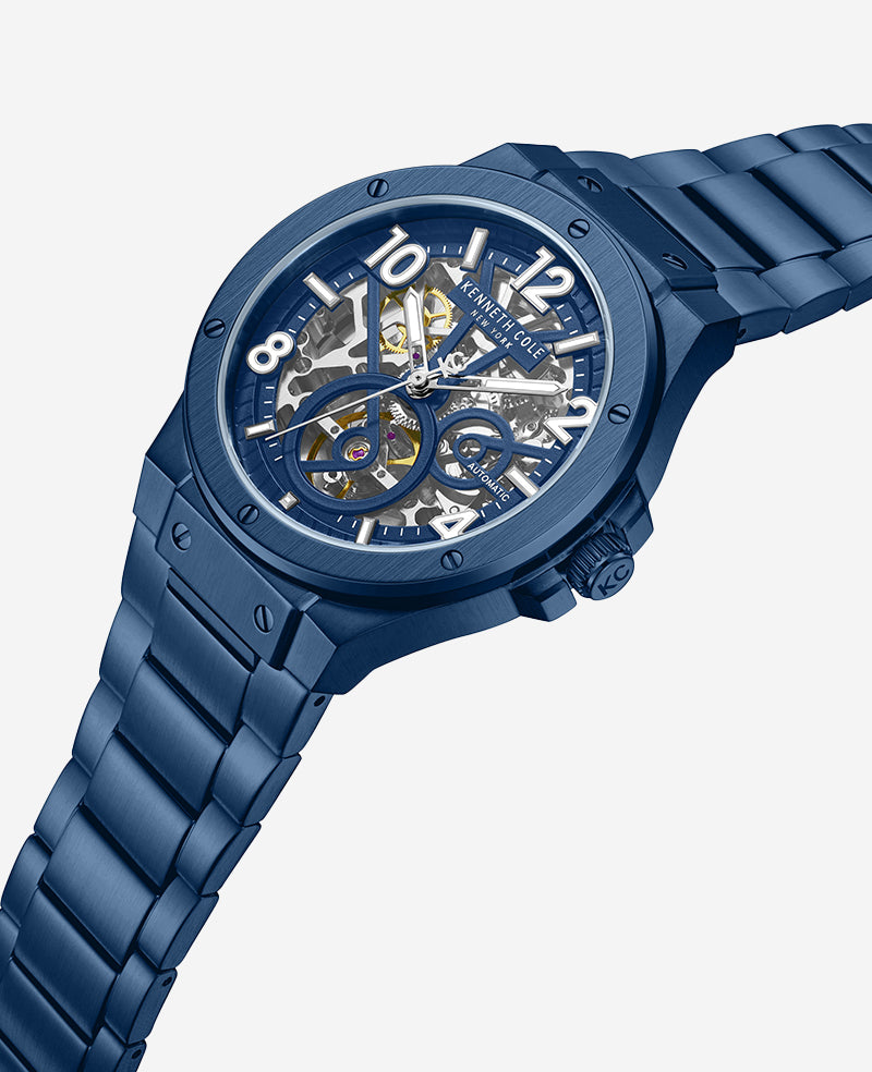Kenneth Cole Reaction Watches Skeleton Automatic orologio blu automatico