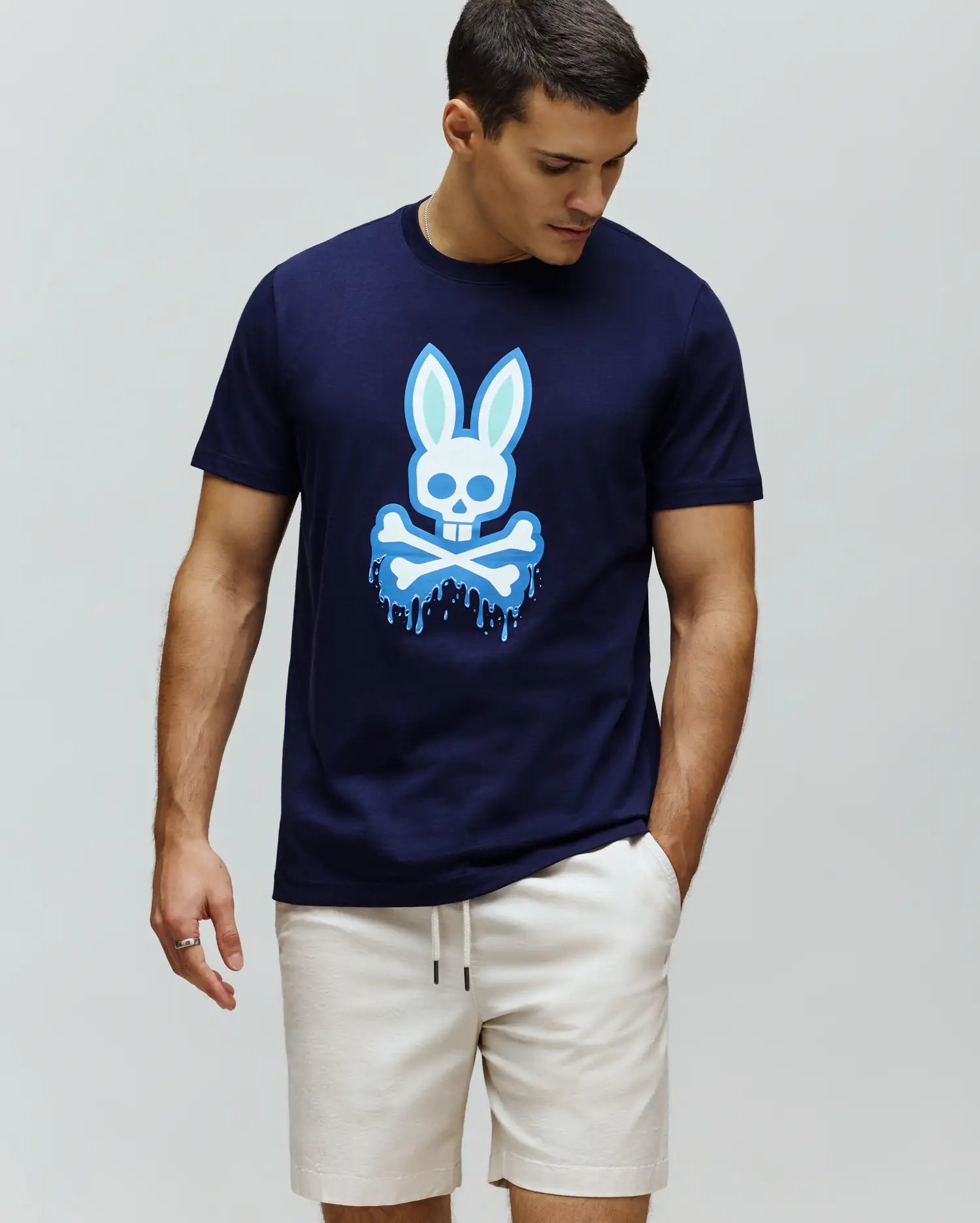 Psycho Bunny Men's Tees Carl Graphic Tee MT0200251 T-shirt blu