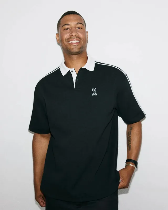 Psycho Bunny Men's Polos MEN'S CEANO OVERSIZED PIQUE POLO polo nera 001 cotone Pima