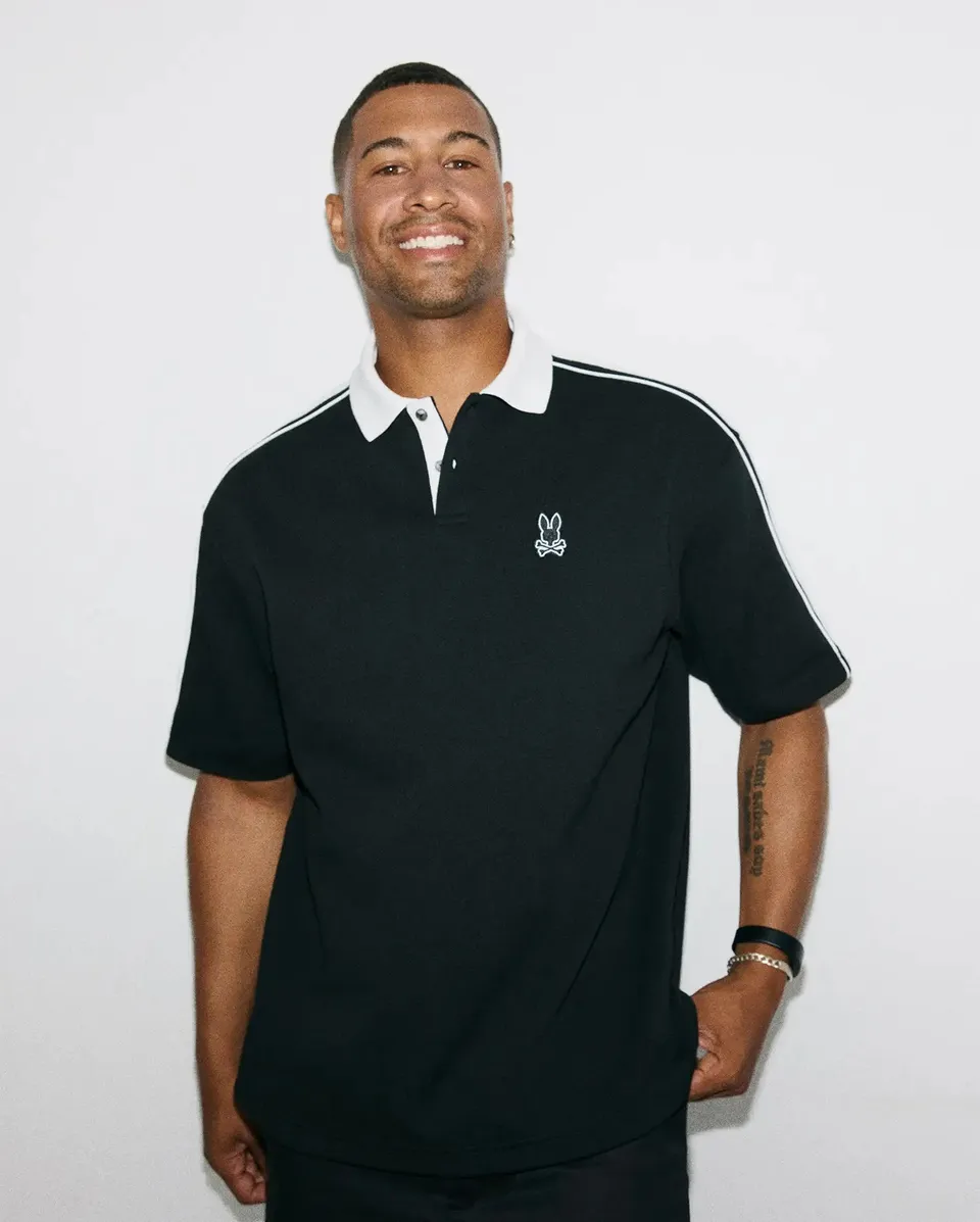 Psycho Bunny Men's Polos MEN'S CEANO OVERSIZED PIQUE POLO polo nera 001 cotone Pima