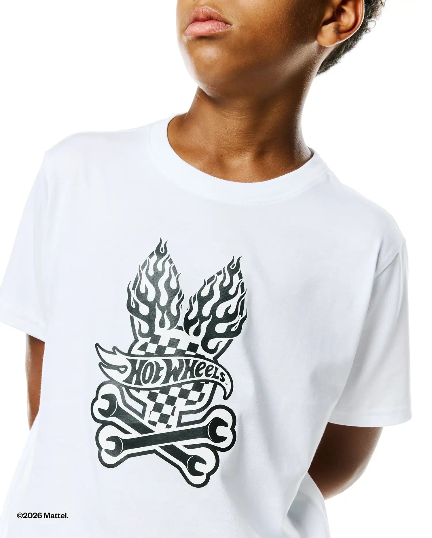 Psycho Bunny Kids Tees Hot Wheels Graphic T-shirt bianca cotone Pima