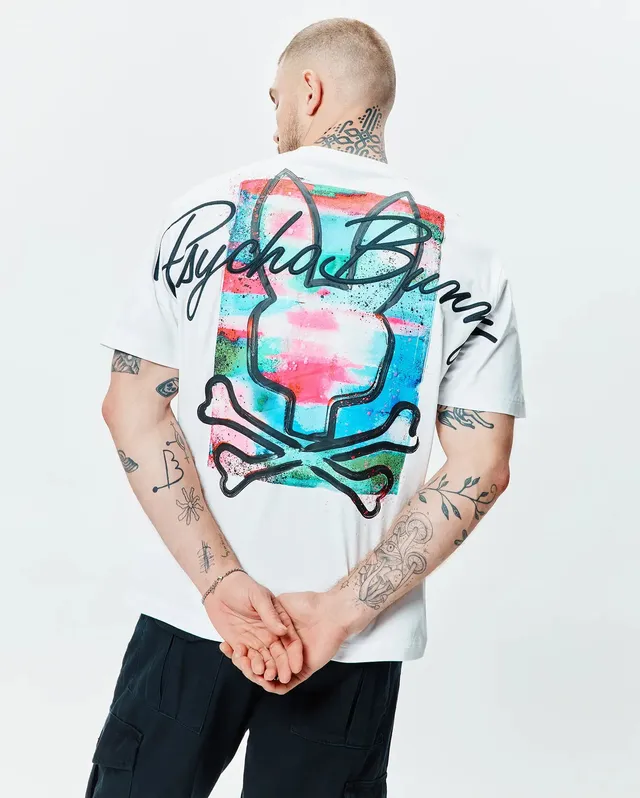Psycho Bunny Men's Tees Isaac Oversized Tee maglietta bianca oversize