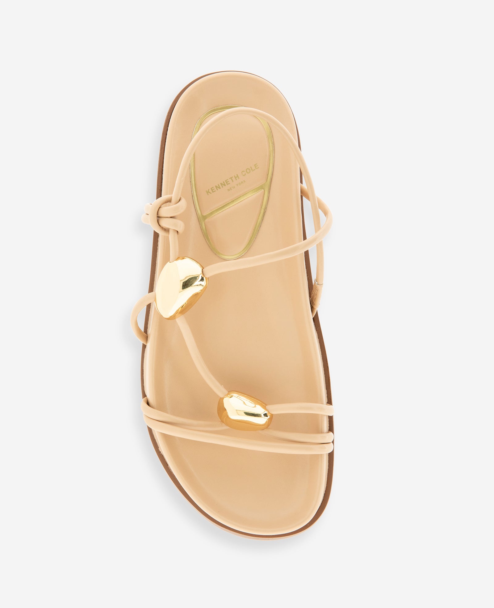 Kenneth Cole Reaction Shoes Vera Strappy Leather Embellished Sandal sandali beige