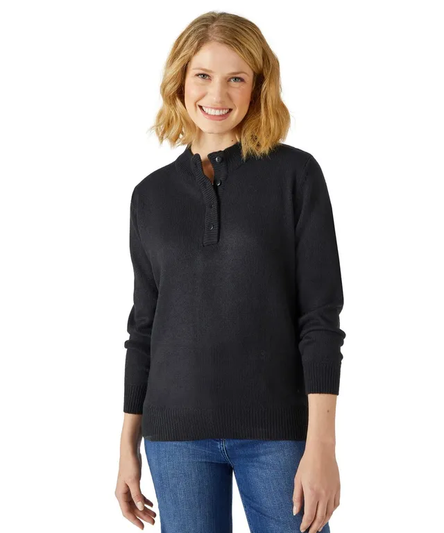 Damart Prêt-à-porter maglione collo alto abbottonato nero 48