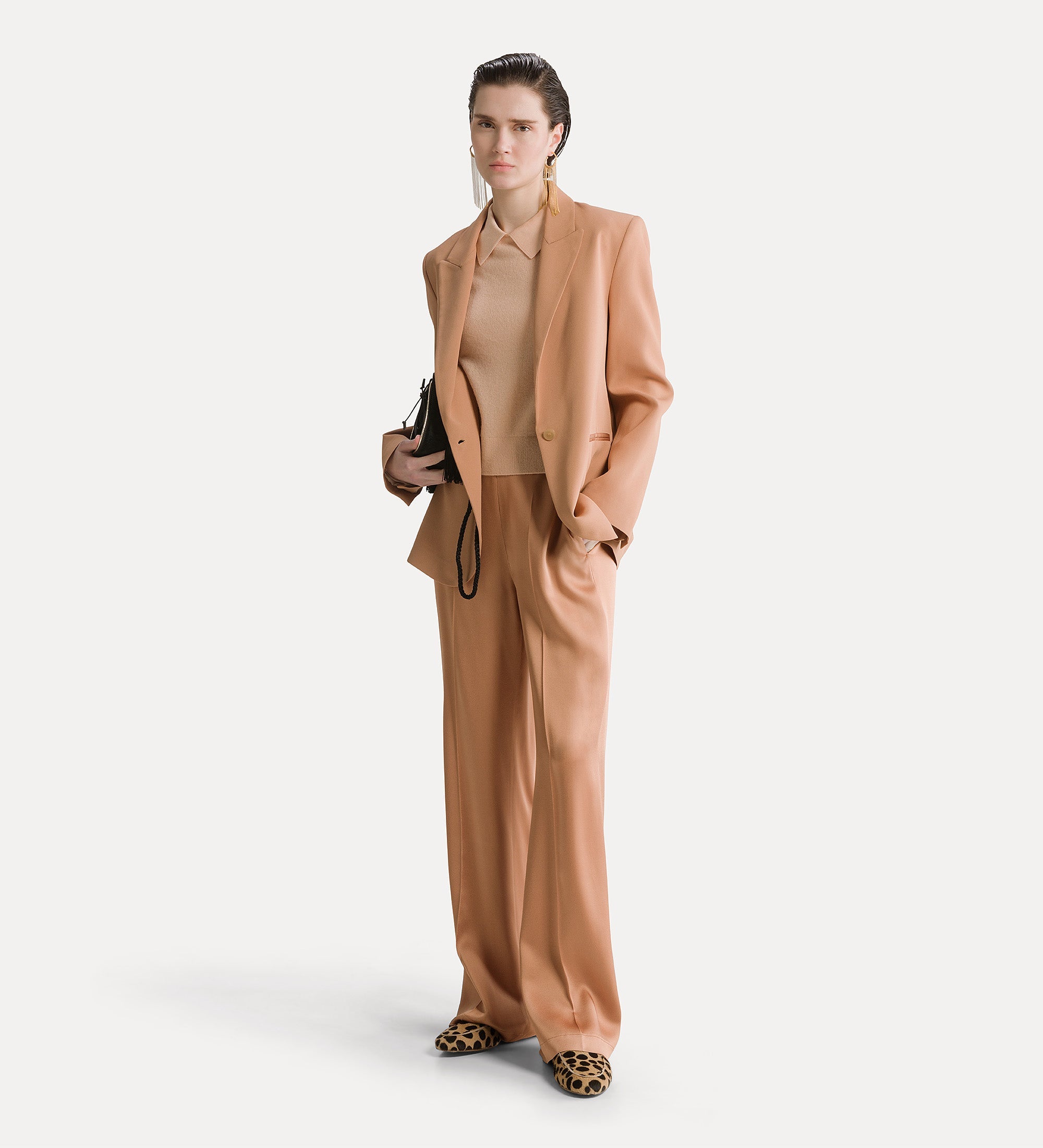 Forte pantaloni envers satin high-waisted trousers pantaloni color the