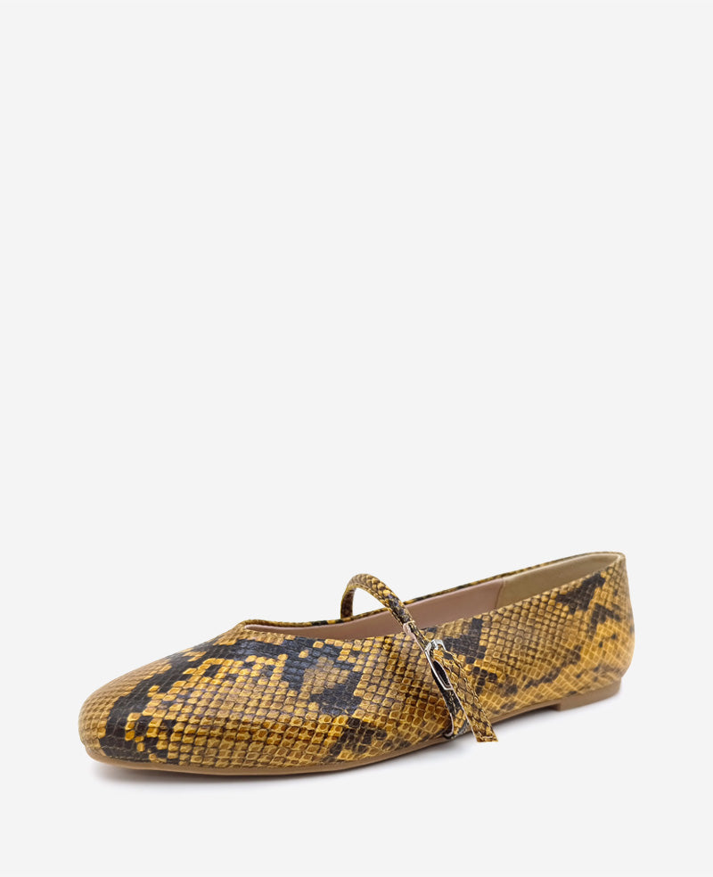 Kenneth Cole Reaction Shoes Magnolia Snakeskin Leather Ballet Flat ballerine Brown Snake, pelle