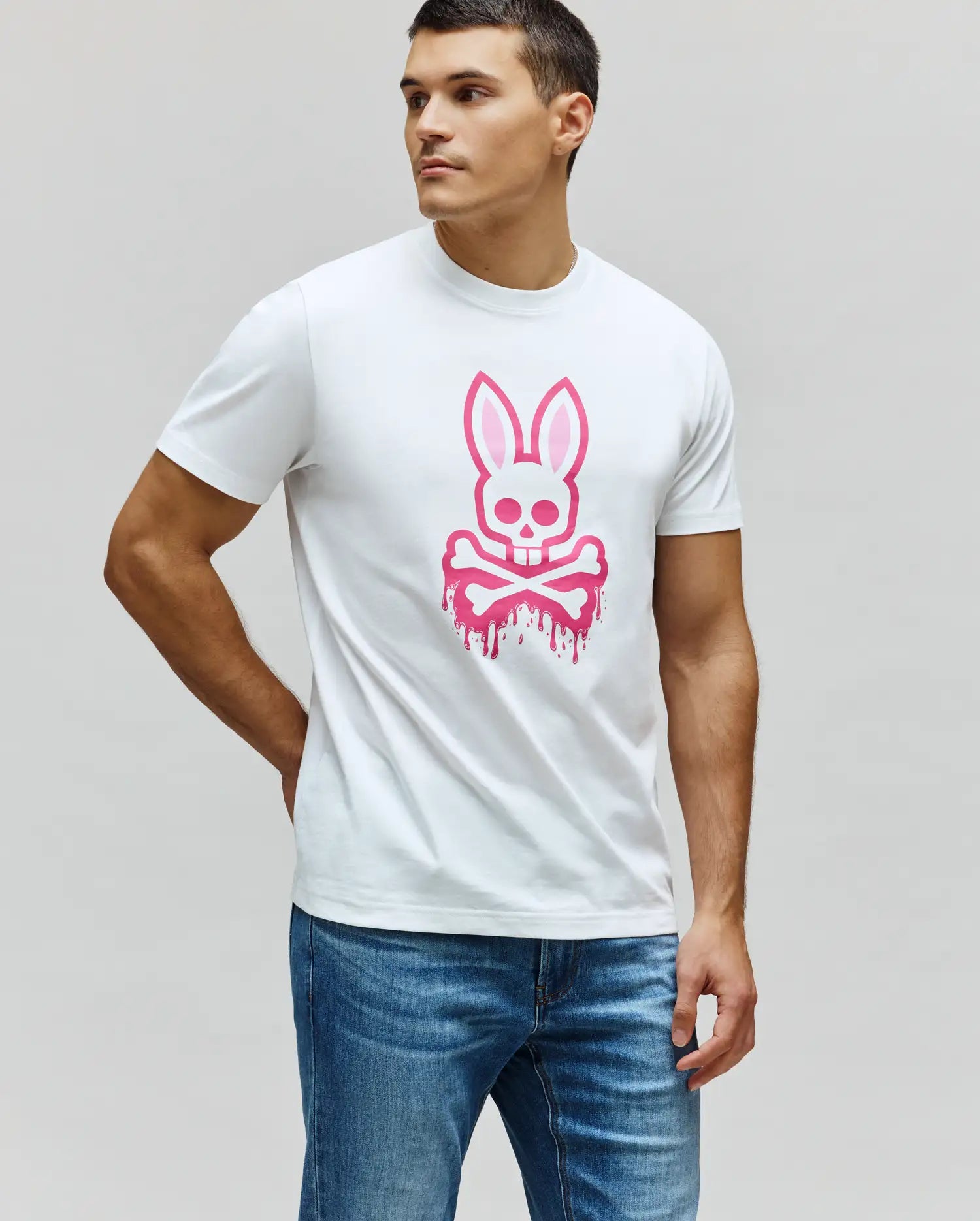 Psycho Bunny Men's Tees Carl Graphic Tee T-shirt bianca uomo