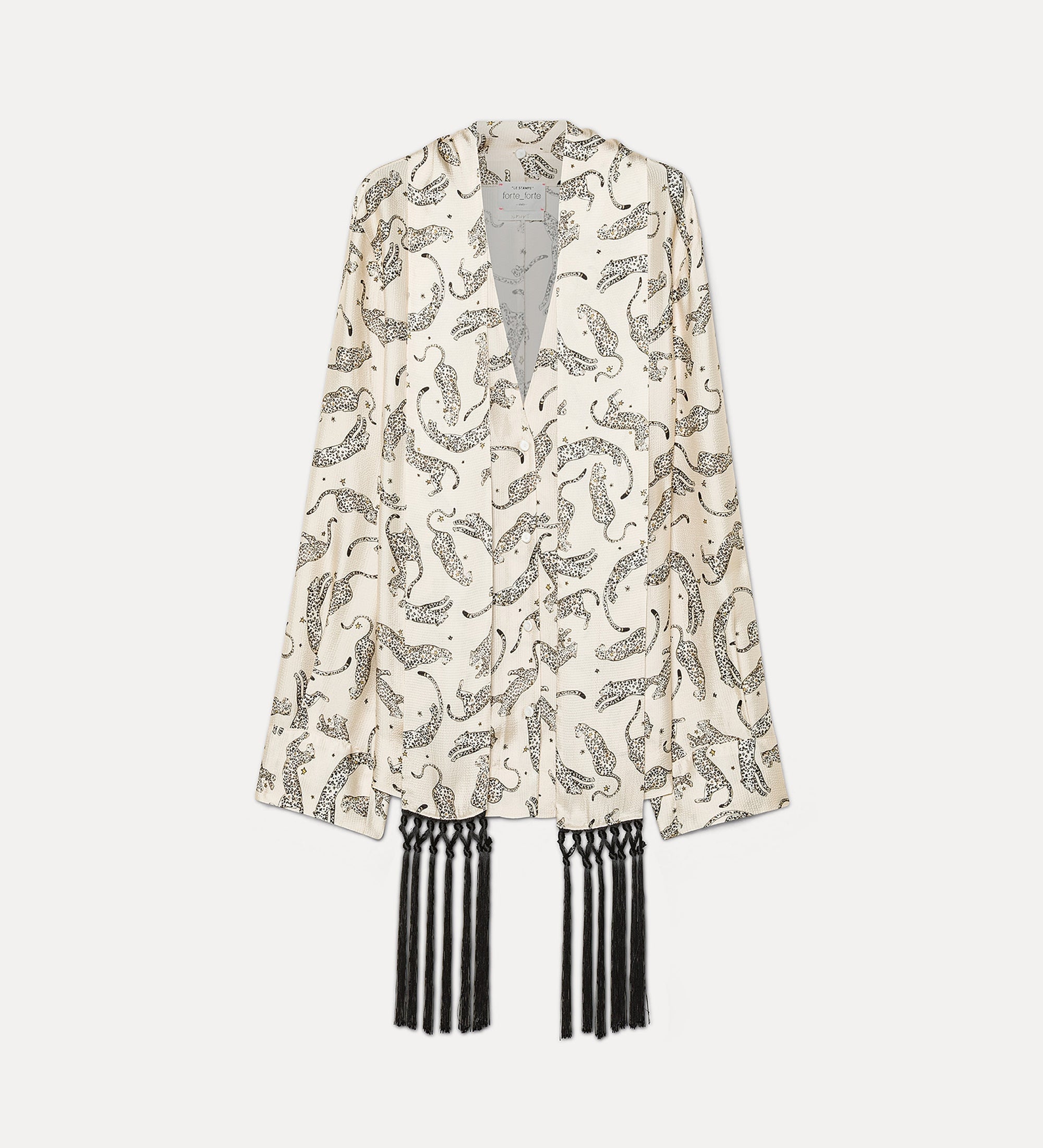 Forte camicie camicia Royal Leopard in raso avorio