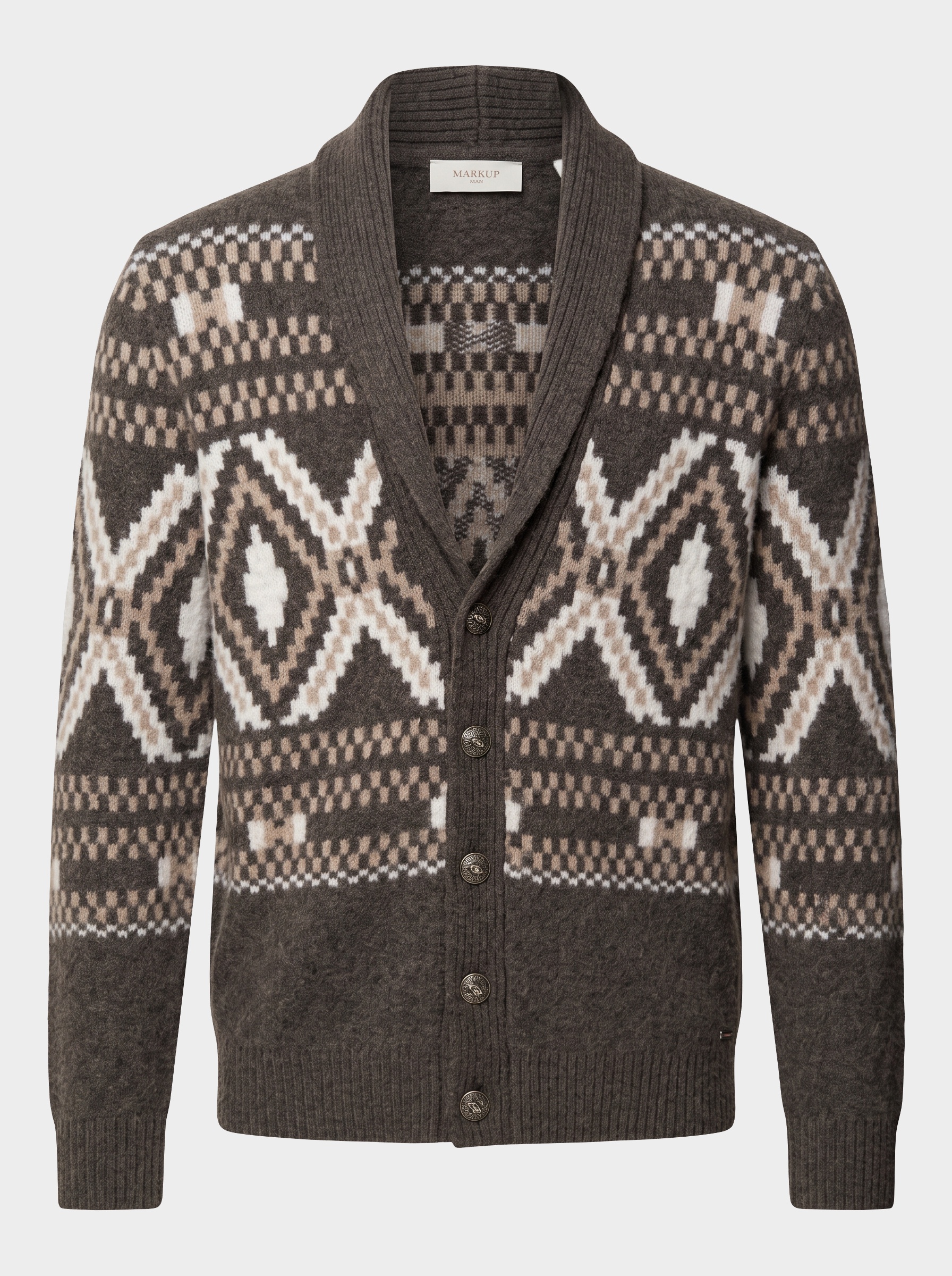 Markup Uomo Maglieria Cardigan Mouliné Jacquard Etnico cardigan
