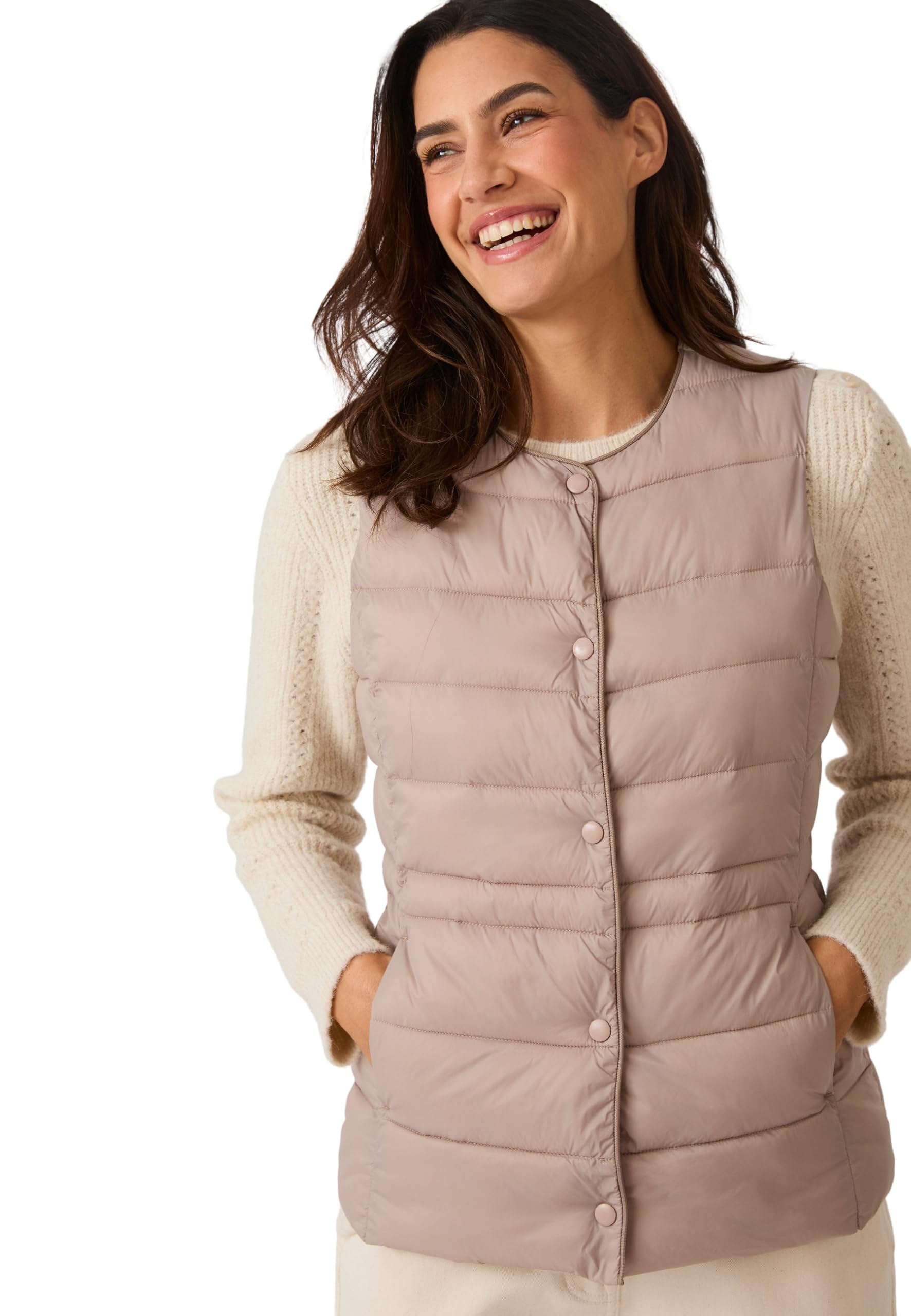 Damart Thermolactyl piumino donna grigio tortora smanicato idrorepellente