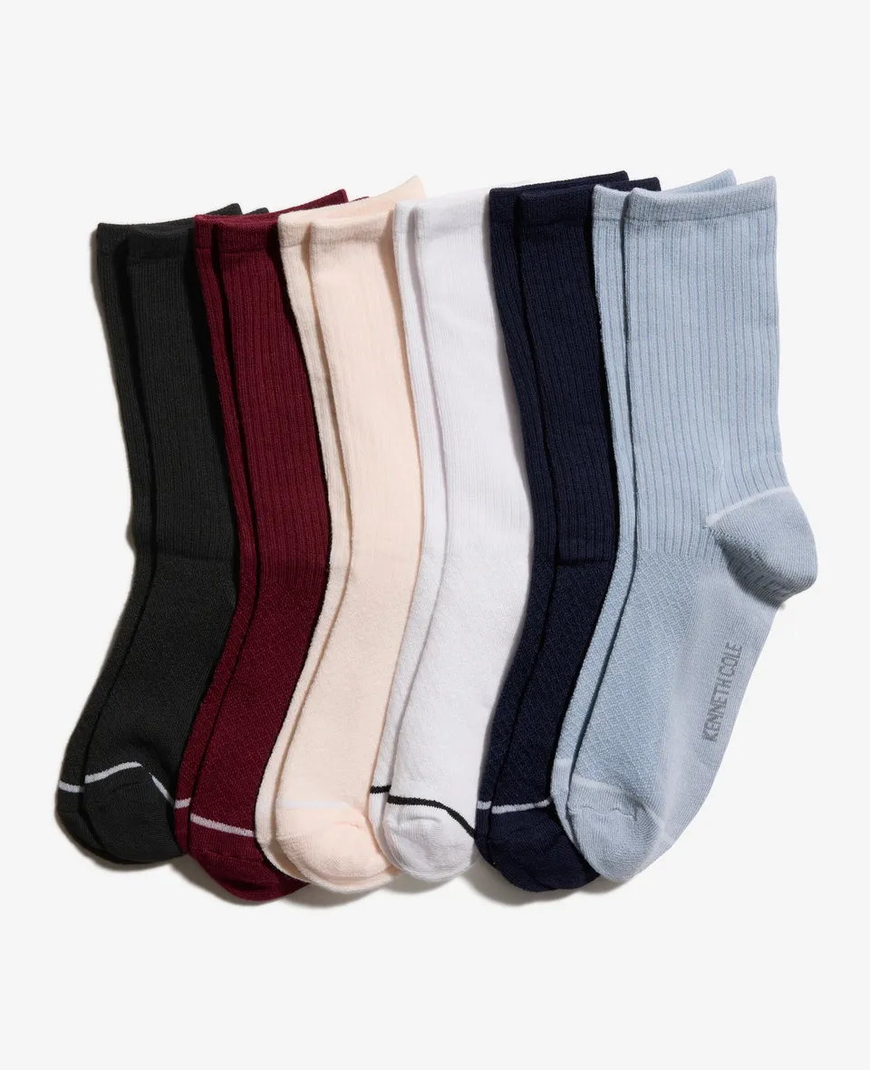 Kenneth Cole Reaction Clothing Fine Rib-Diamond Texture Crew Socks 6-Pack calze blu Xenon Blue 4-10 comfort