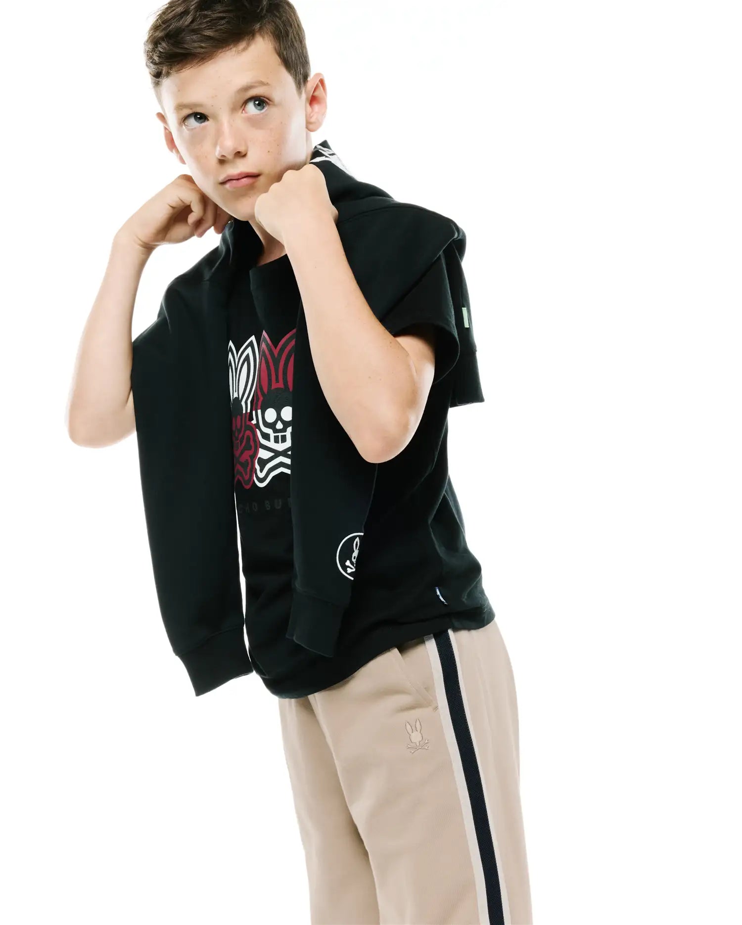 Psycho Bunny Kids Bottoms Ty French Terry Sweatpant pantaloni tuta beige