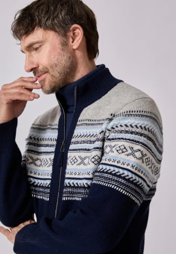 Damart Prêt-à-porter Uomo Gilet S con zip in lana jacquard