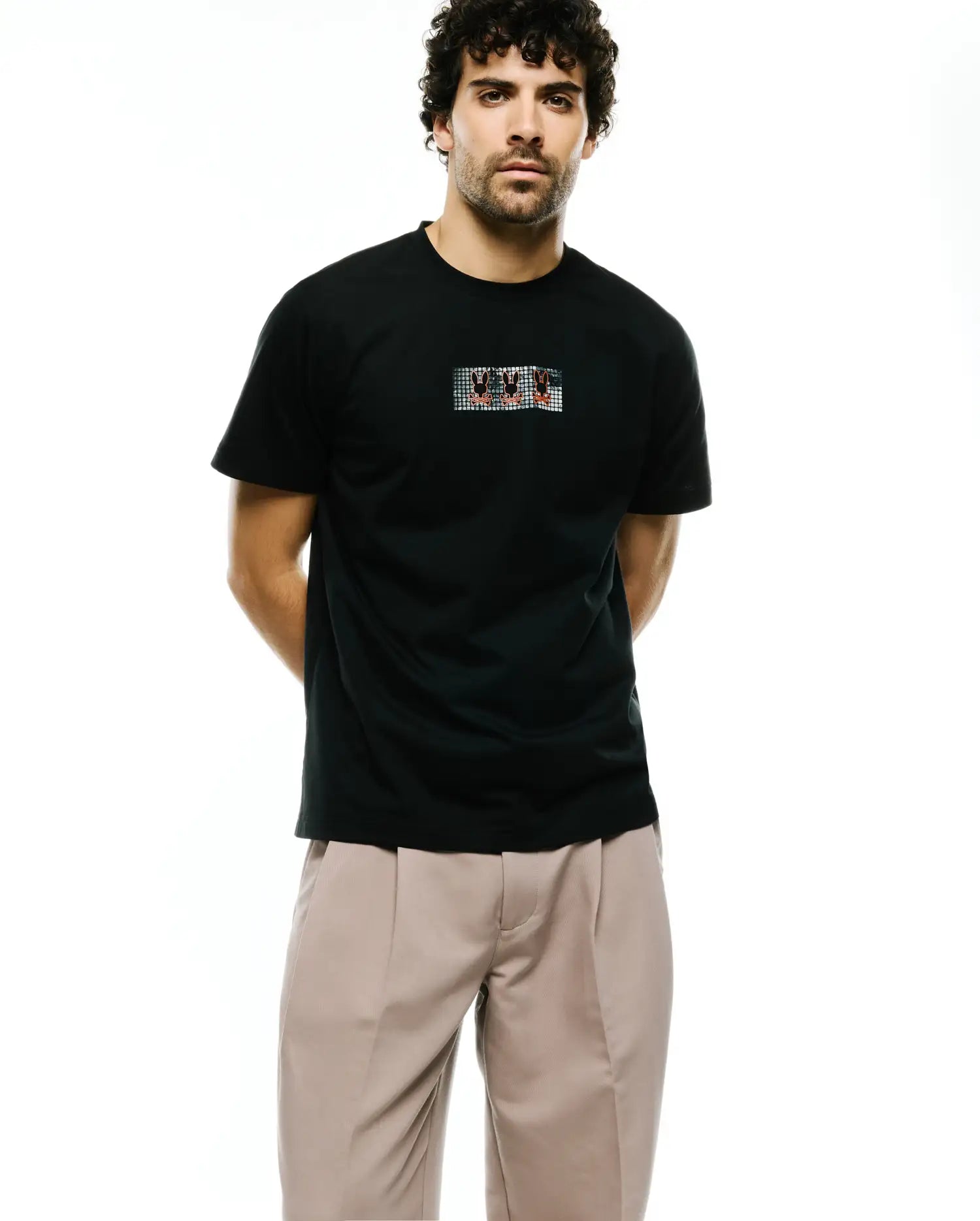Psycho Bunny Men's Tees Alfie Back Graphic Tee t-shirt uomo nera cotone