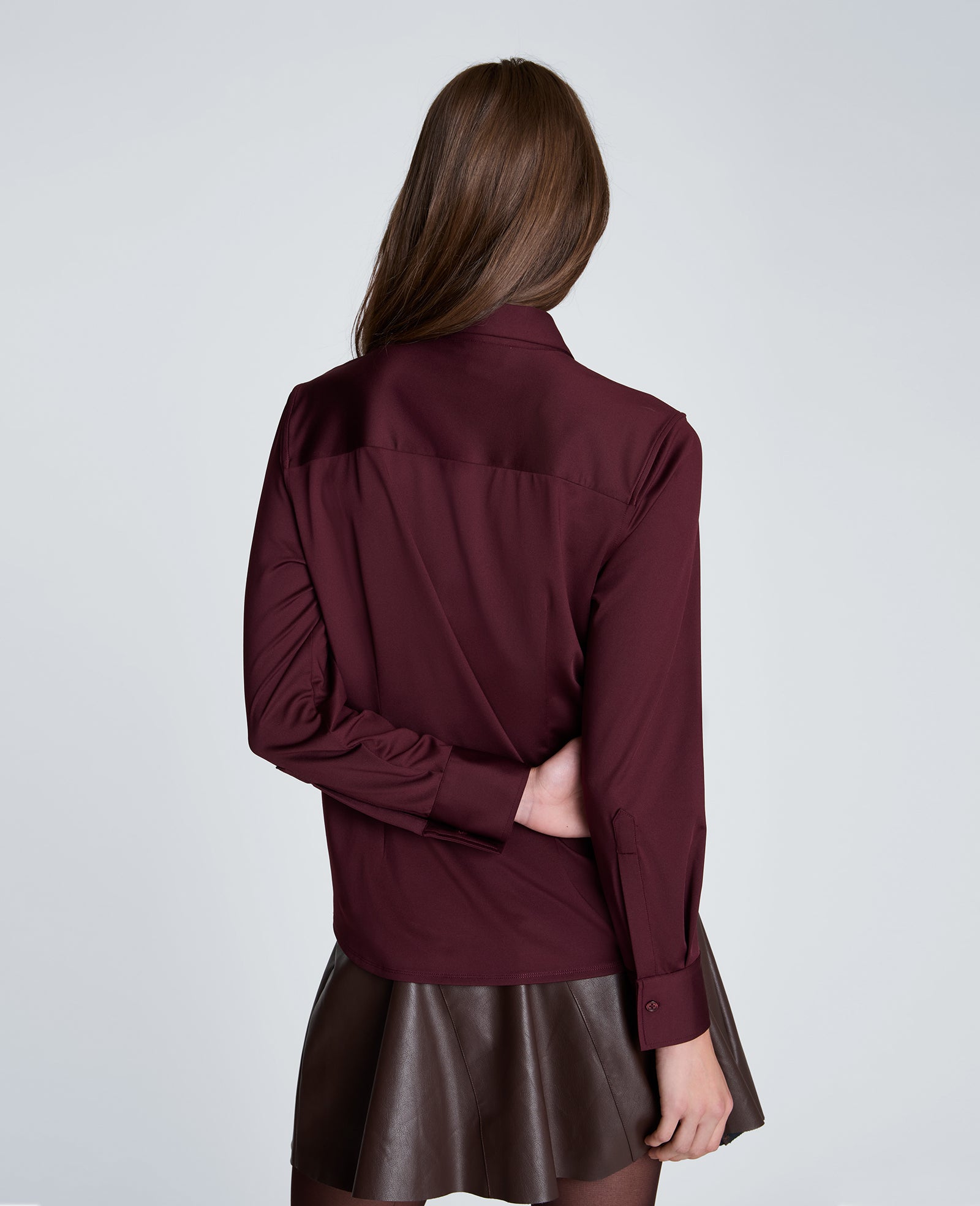 Kenneth Cole Reaction Clothing Front Button Shirt camicia color barbabietola lunga manica