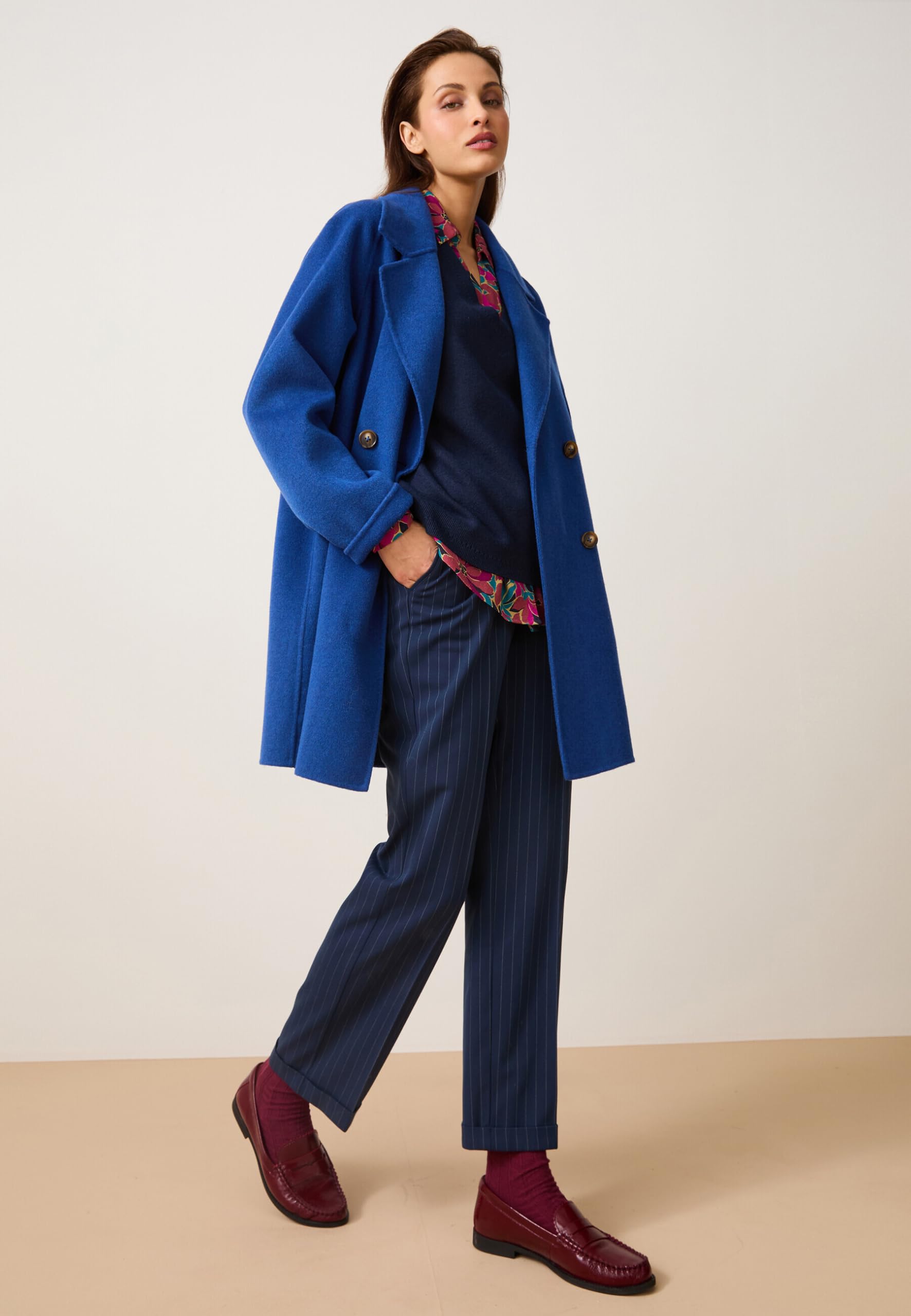 Damart Prêt-à-porter Pantaloni 7/8 Bi-Stretch donna blu marino gamba dritta