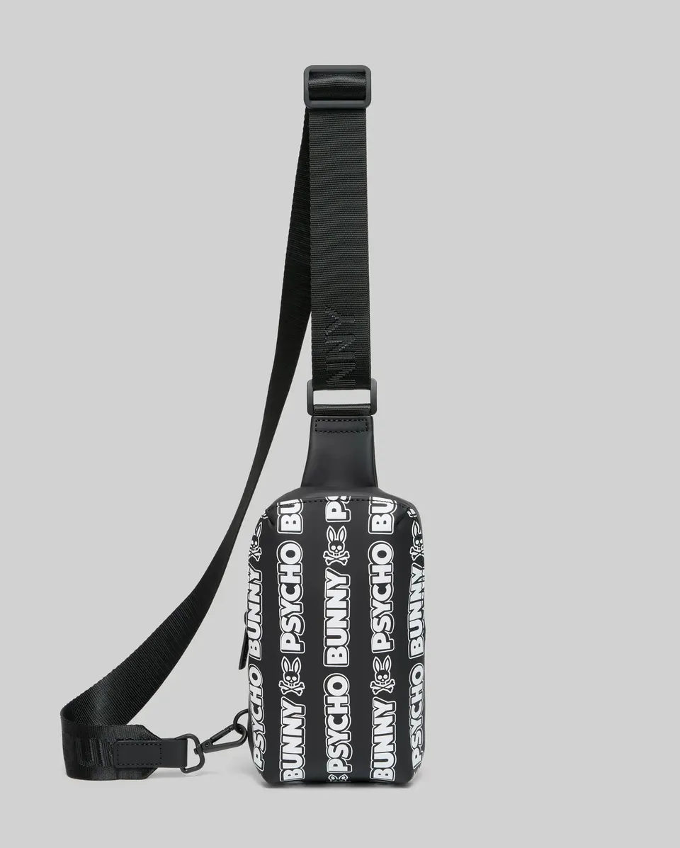 Psycho Bunny Accessories Men's Rubberized Crossbody borsa a tracolla nera O/S