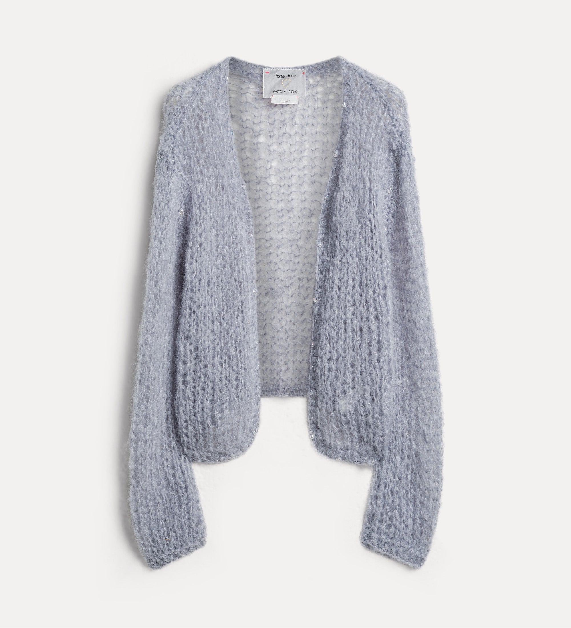 Forte maglieria cardigan in misto mohair grigio