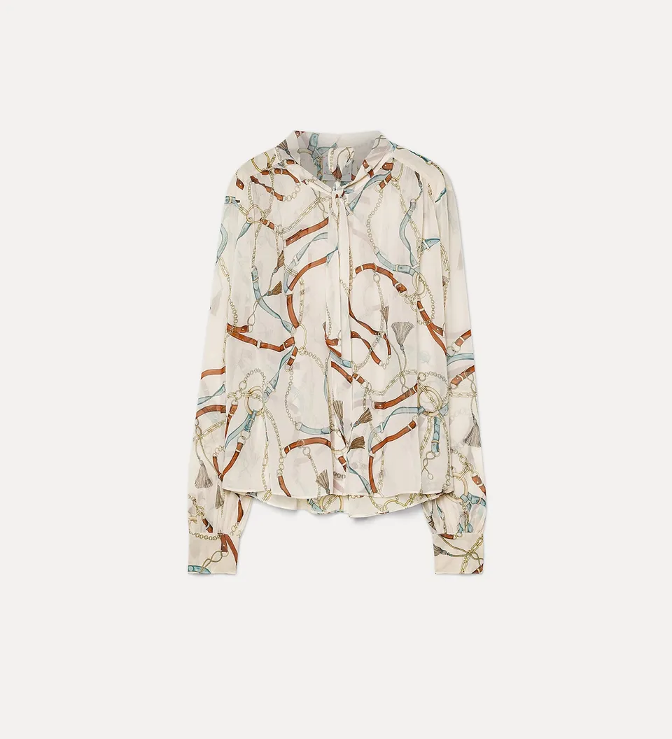Forte camicie camicia The Crown cropped in seta avorio