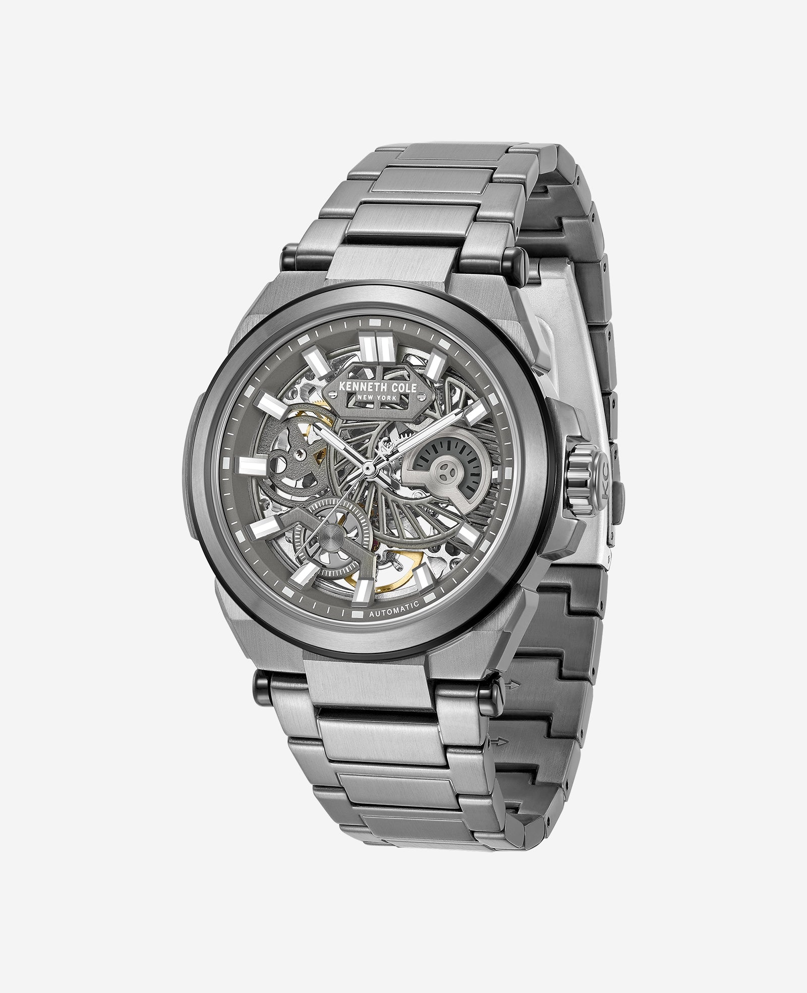 Kenneth Cole Reaction Skeleton Automatic Bracelet Watch orologio automatico grigio scuro