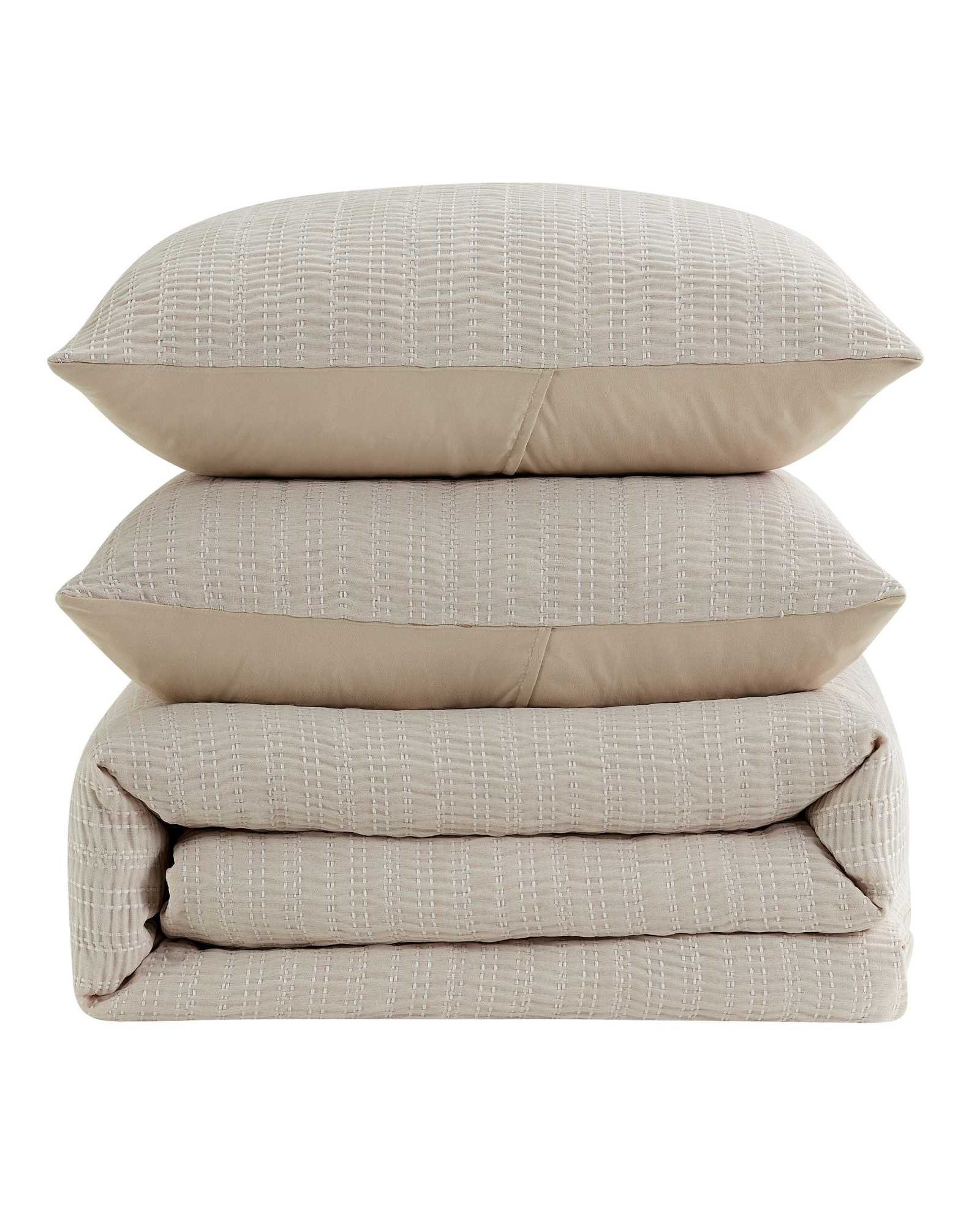 Kenneth Cole Reaction Home & Bedding Stitched Gauze Comforter Set set copriletto beige