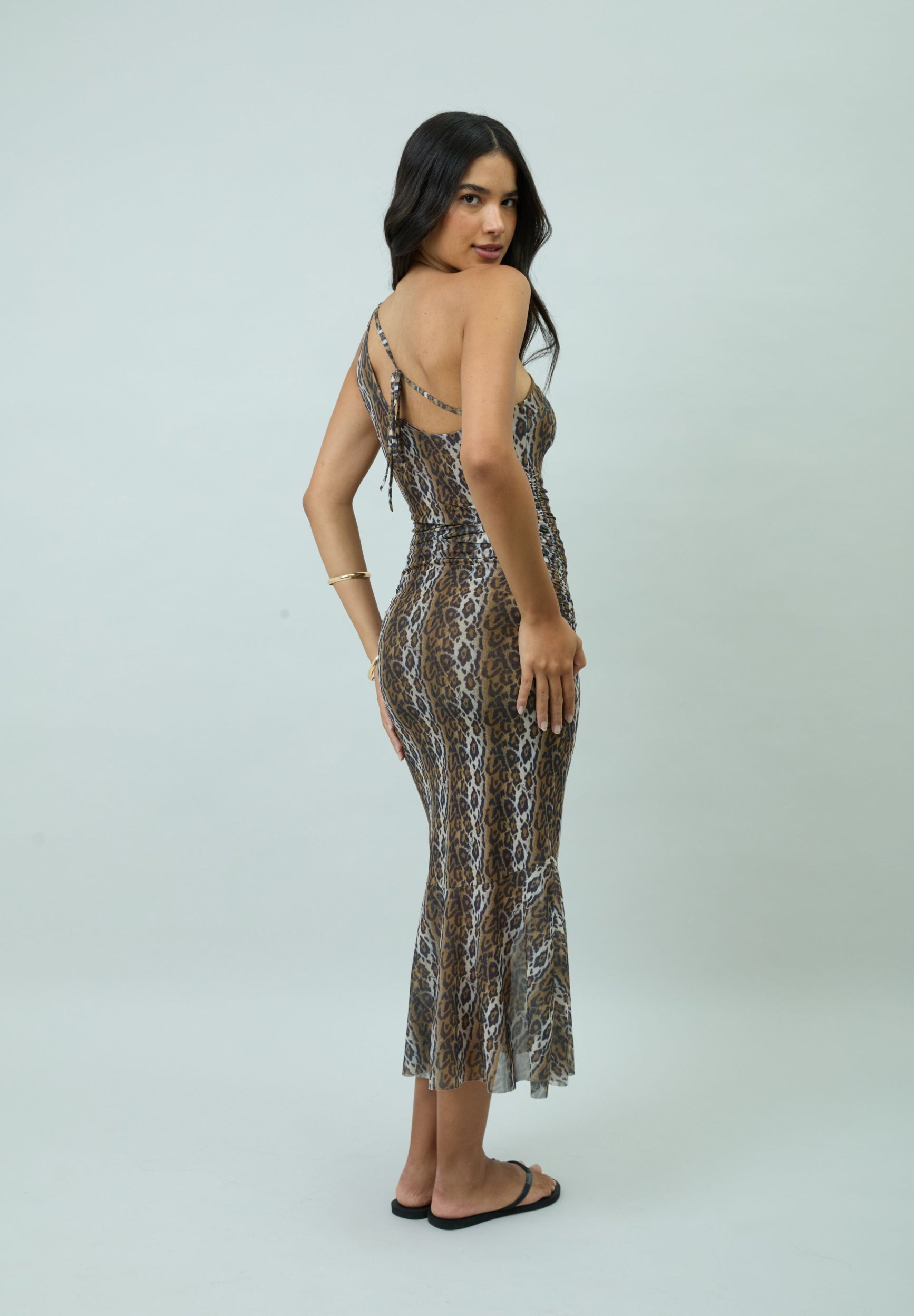 House Of Sunny Women's Dresses Leopard Asymmetric Dress vestito midi leopardato taglie UK 6-18